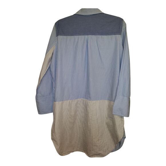 ZARA MULTIWAY PATCHWORK SHIRT DRESS BLUE/WHITE SIZE SMALL MINI STRIPE CLASSIC - Picture 8 of 16